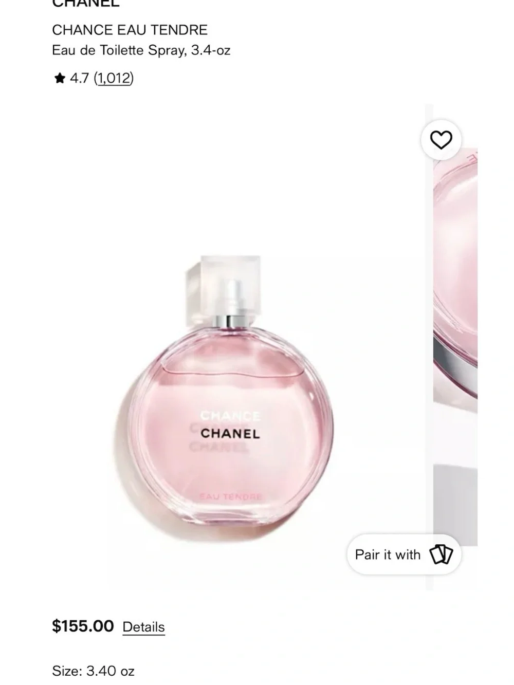 Chanel Chance Eau Tendre EDT 3.4oz Tester